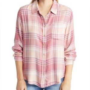 Lucky Brand Pink Plaid Boyfriend Flannel